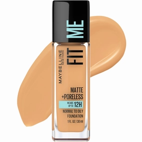 Maybelline Fit Me Matte   Poreless Liquid Oil-Free Foundation Makeup, Golden, 1 Count (Packaging May Vary)