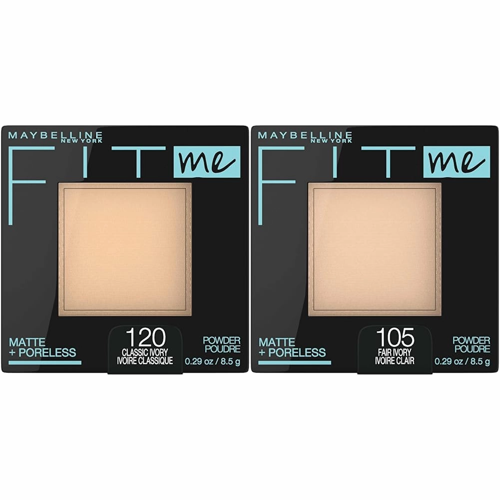 Maybelline Fit Me Matte   Poreless Pressed Face Powder Makeup & Setting Powder, Classic Ivory 1 Count and Fair Ivory 1 Count