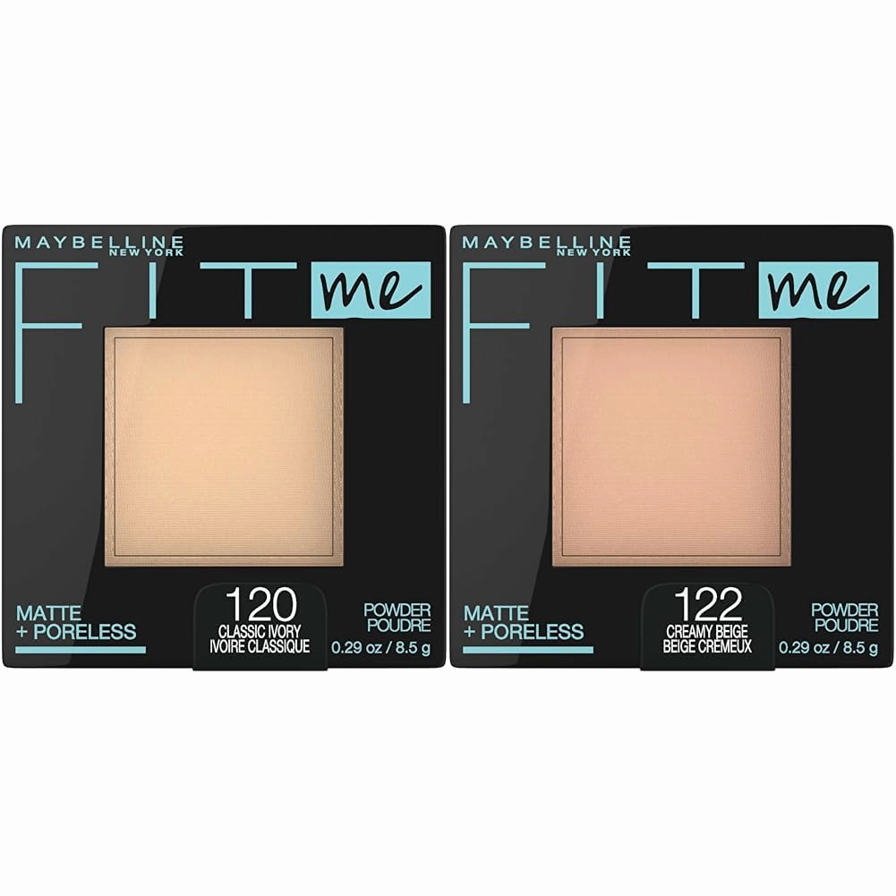 Maybelline Fit Me Matte   Poreless Pressed Face Powder Makeup & Setting Powder, Classic Ivory & Creamy Beige, 1 Count Each