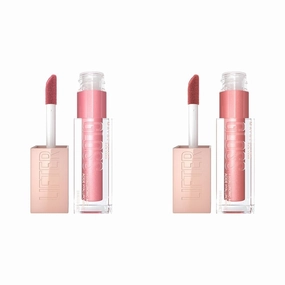 MAYBELLINE Lifter Gloss with Hyaluronic Acid, Hydrating Lip Gloss, Brass & Moon Shades, 0.18 Ounce Each