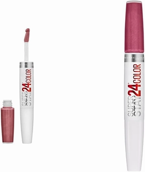 MAYBELLINE Super Stay 24 Liquid Lipstick 2-Step Makeup Bundle with Forever Chestnut Brown and Timeless Rose Pink, 1 Count Each