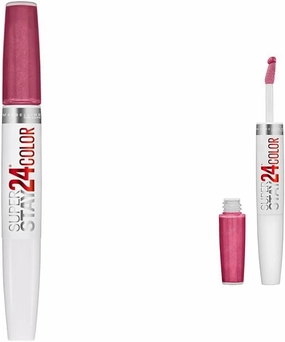 MAYBELLINE Super Stay 24 Liquid Lipstick 2-Step Makeup Bundle with Timeless Rose Pink and Wear On Wildberry Mauve Pink, 1 Count Each