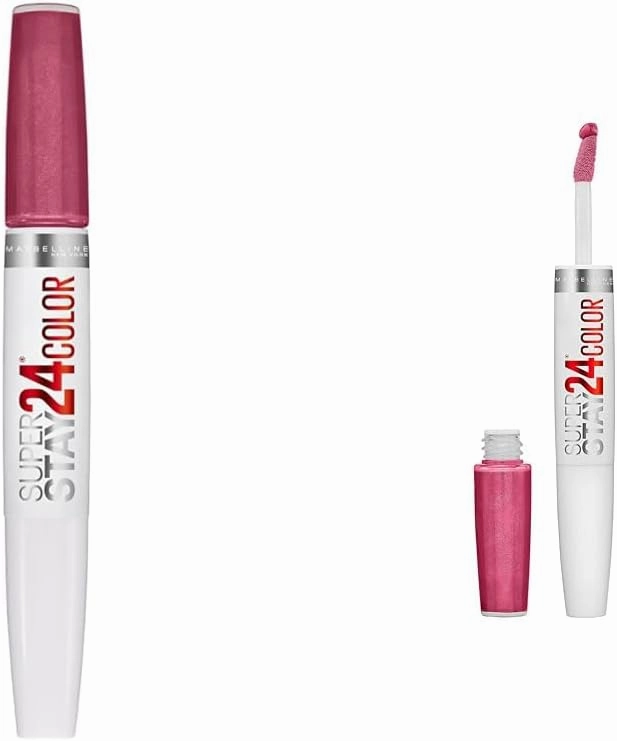 MAYBELLINE Super Stay 24 Liquid Lipstick 2-Step Makeup Bundle with Timeless Rose Pink and Wear On Wildberry Mauve Pink, 1 Count Each