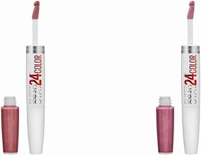 MAYBELLINE Super Stay 24 Liquid Lipstick 2-Step Makeup Long Lasting Highly Pigmented Color with Moisturizing Balm, Forever Chestnut Brown and Perpetual Plum Purple, 1 Count Each
