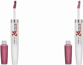MAYBELLINE Super Stay 24 Liquid Lipstick 2-Step Makeup with Moisturizing Balm, Infinite Petal Pink and Perpetual Plum Purple, 1 Count Each