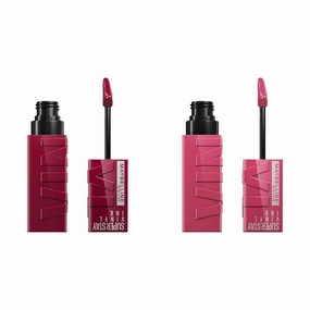 MAYBELLINE Super Stay Vinyl Ink Longwear No-Budge Liquid Lipcolor Berry Burgundy and Rose Mauve Nude, 0.14 fl oz Each, 2 Count