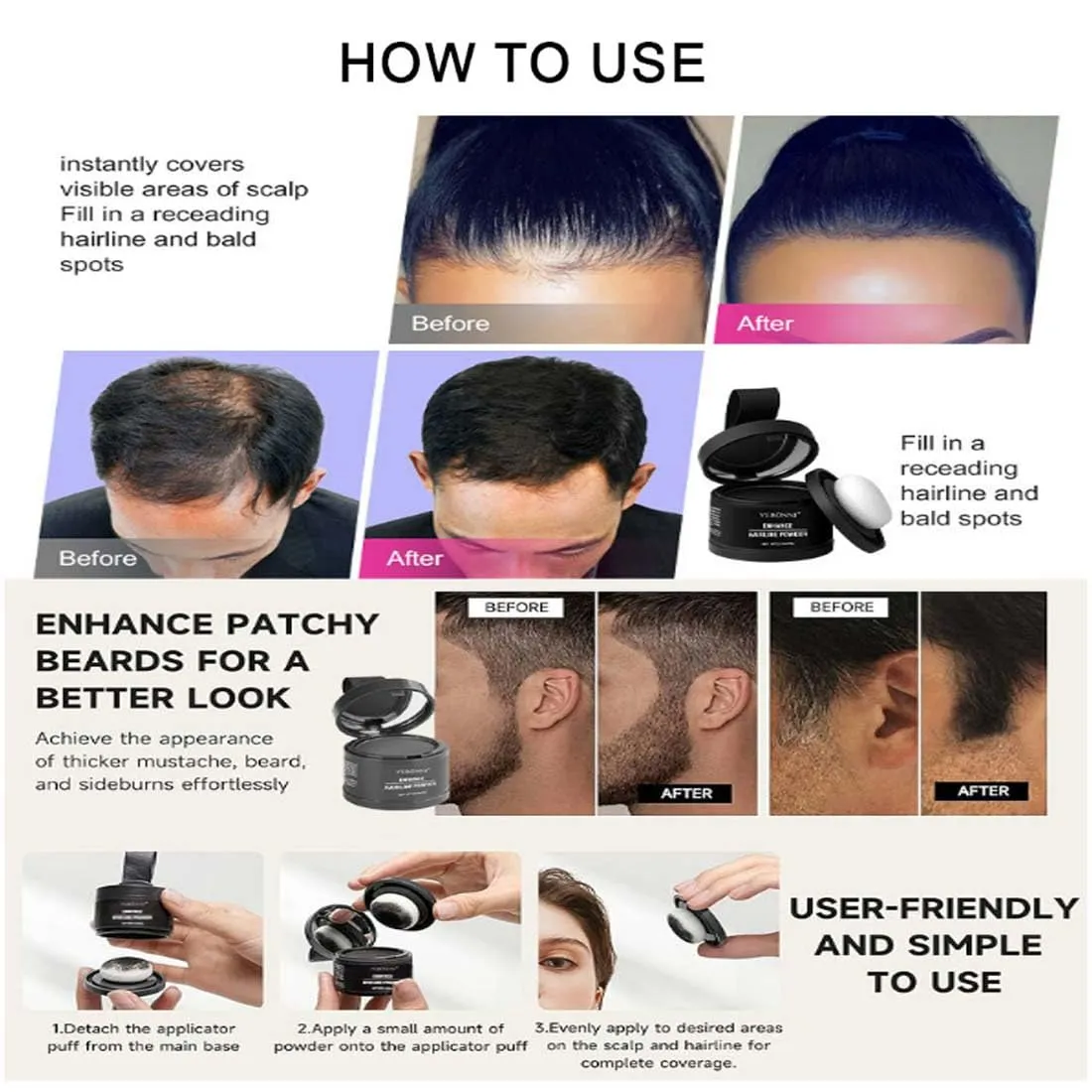 Maycheer Hairline Shadow Powder, Maycheer Hair Shadow, Magic Root Cover Up, 30 Colors Grey Hair Coverage Touch Up, Hair Powder for Gray Hair Coverage with Mirror and Cushion (#3 Light Brown)