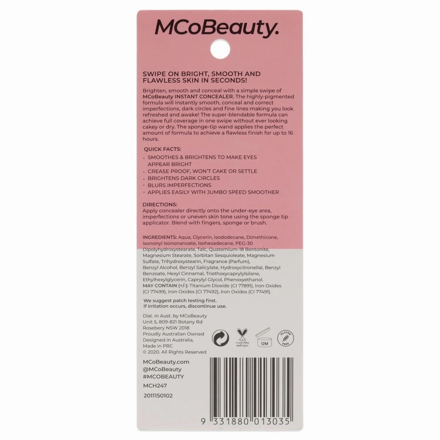 MCoBeauty Instant Camouflage And Contour Concealer - Light, 0.3 Oz - Cruelty-Free, Vegan, Full Coverage, Smooths Skin, Blurs Imperfections, Corrects Dark Circles