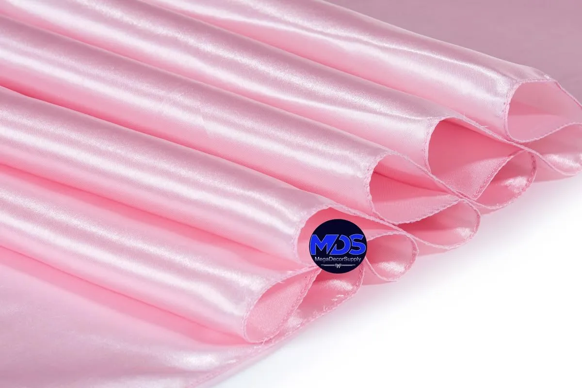 MDS 10 PCS Satin Table Runners 12 x 108 Inch Charmeuse Sateen Silk Table Runner for Indoor Outdoor Wedding Reception Birthday Graduation Party Event Banquet Dining Table Decoration - Blush Pink