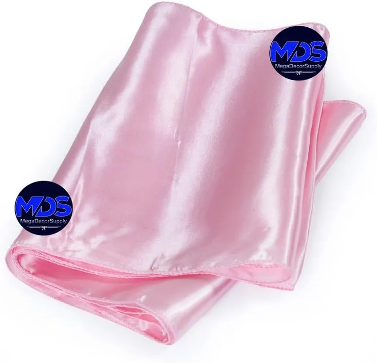 MDS 10 PCS Satin Table Runners 12 x 108 Inch Charmeuse Sateen Silk Table Runner for Indoor Outdoor Wedding Reception Birthday Graduation Party Event Banquet Dining Table Decoration - Blush Pink