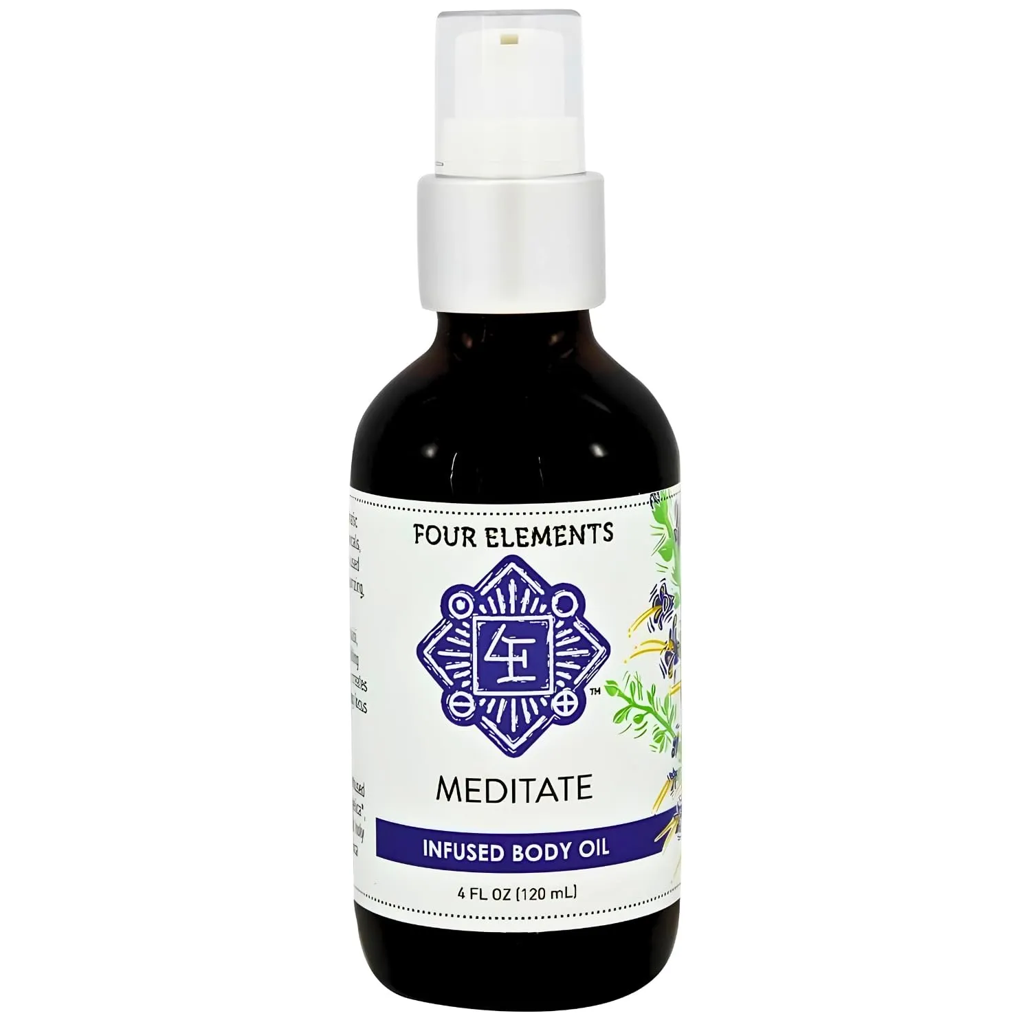 Meditate Body Oil, made with Certified Organic Herbal Oil blended with Uplifting Neroli and Rose for inviting Love, Focus and Clarity, 4 FL OZ