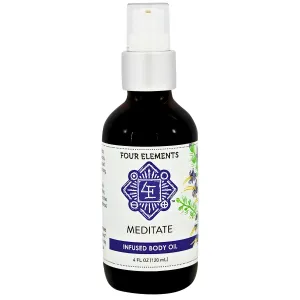 Meditate Body Oil, made with Certified Organic Herbal Oil blended with Uplifting Neroli and Rose for inviting Love, Focus and Clarity, 4 FL OZ