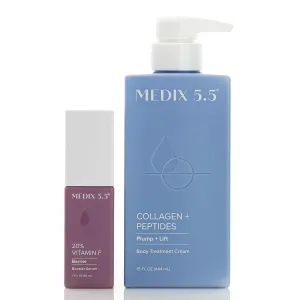 Medix 5.5 Collagen   Peptides Firming Cream   20% Vitamin F Anti-Aging Booster Serum Set