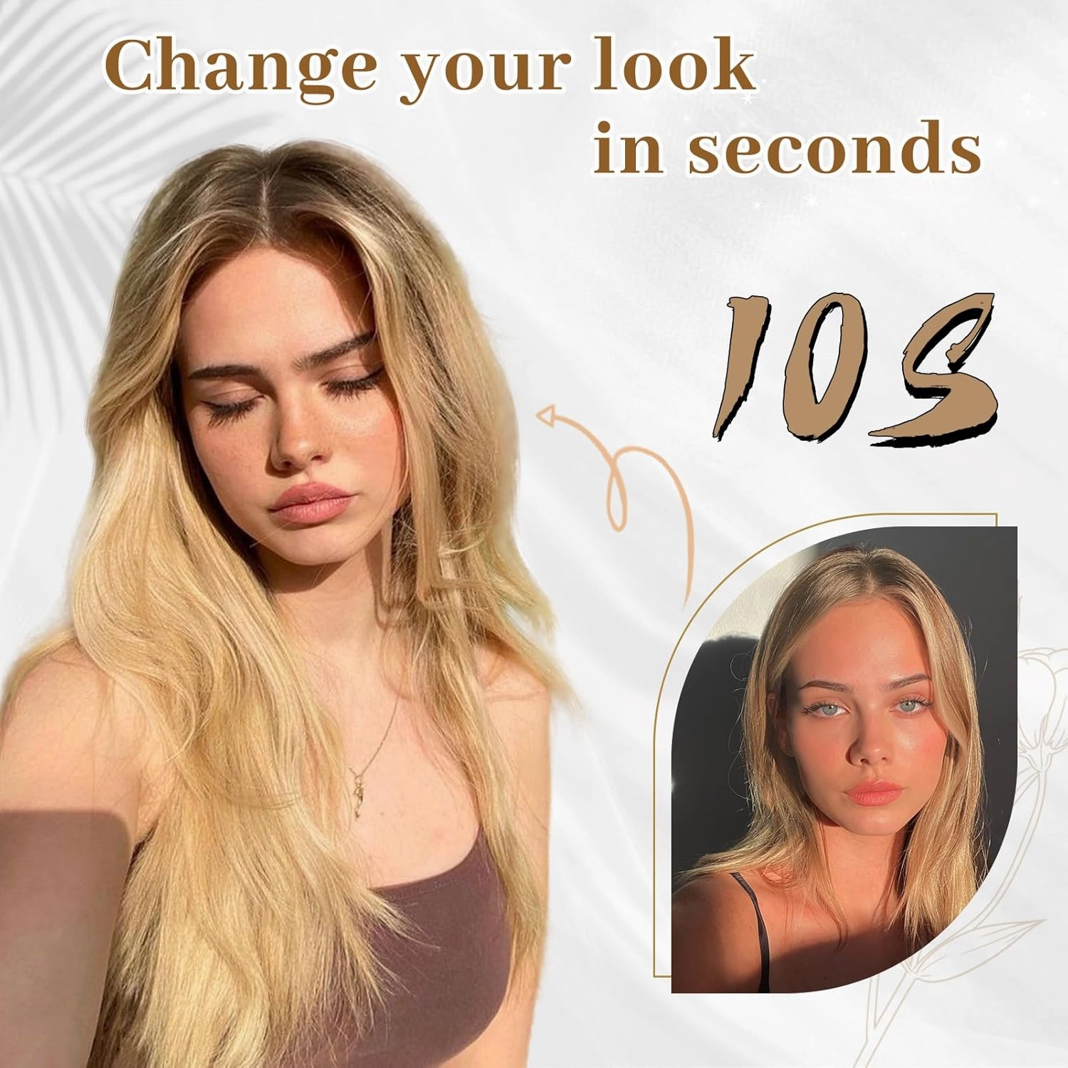 MEDO Hair Toppers for Women, 14 Inch Synthetic Straight Champagne Blonde Hair Topper with Highlights