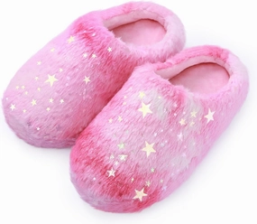 MEJORMEN Girls Fluffy House Slippers Cozy Plush Slip-on House Shoes Kids Warm Bedroom Slippers Memory Foam Slippers for Indoor Outdoor