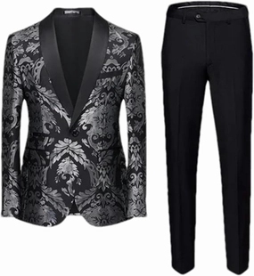 Men Singer Party Stage Suit 2 Piece Black/Blue/Red Men's Business Wedding Prom Party Dress Blazer Jacket and Pants