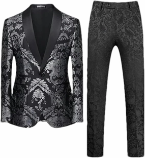 Men Singer Party Stage Suit 2 Piece Black/Blue/Red Men's Business Wedding Prom Party Dress Blazer Jacket and Pants