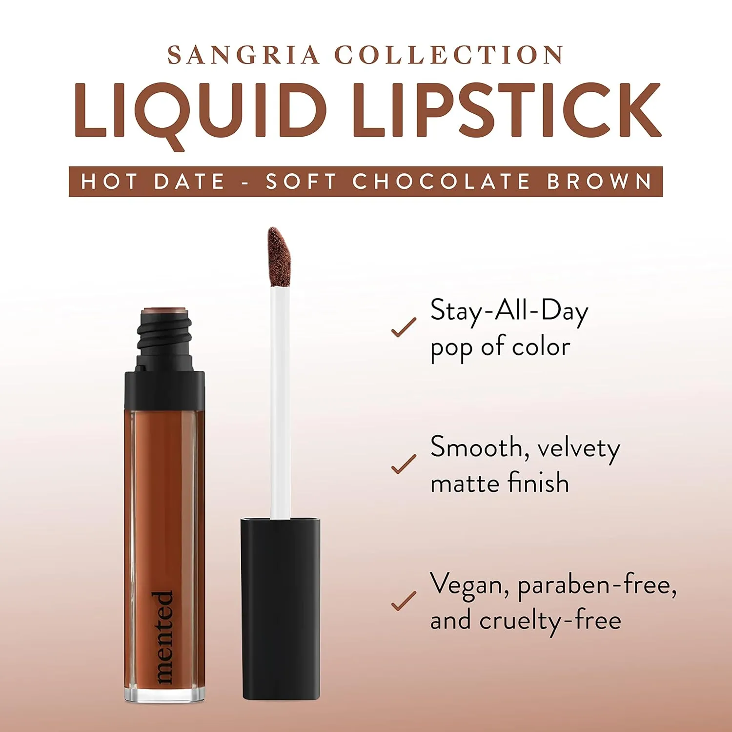 Mented Cosmetics Liquid Lipstick for Women, Velvet Matte Red Lipstick, Waterproof Lip Gloss, Tint, Stain Long Lasting Hydrating Moisturizing, Smudgeproof, Vegan, Hot Date