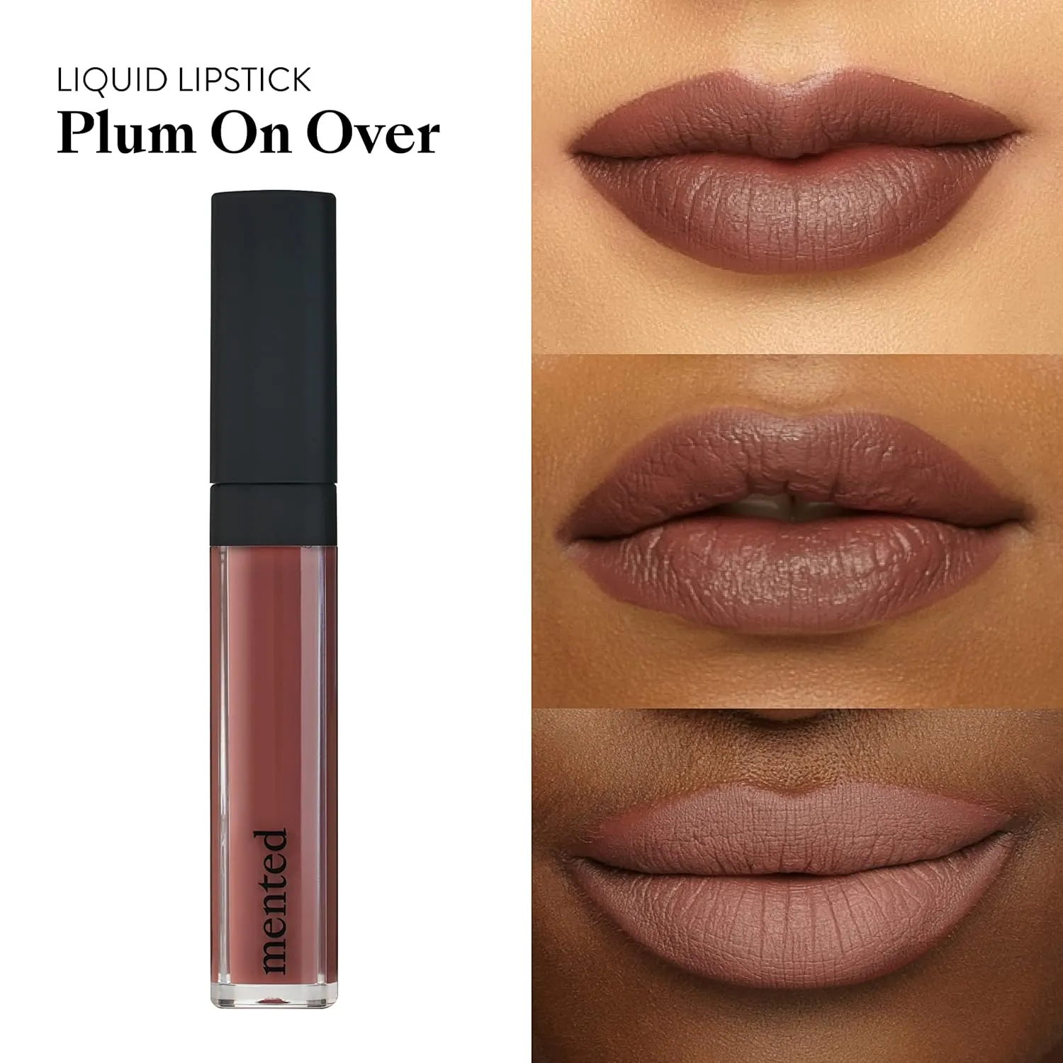 Mented Cosmetics Liquid Lipstick for Women, Velvet Matte Red Lipstick, Waterproof Lip Gloss, Tint, Stain Long Lasting Hydrating Moisturizing, Smudgeproof, Vegan, Plum on Over
