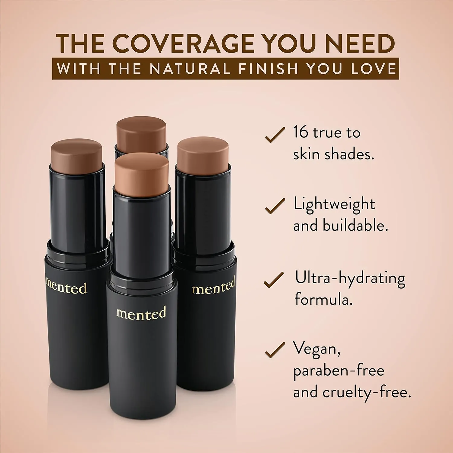 Mented Cosmetics Stick Foundation Make Up, Concealer & Contour Stick for Dark Skin, Cream Foundation for Black Women Makeup, Vegan and Cruelty Free, D20