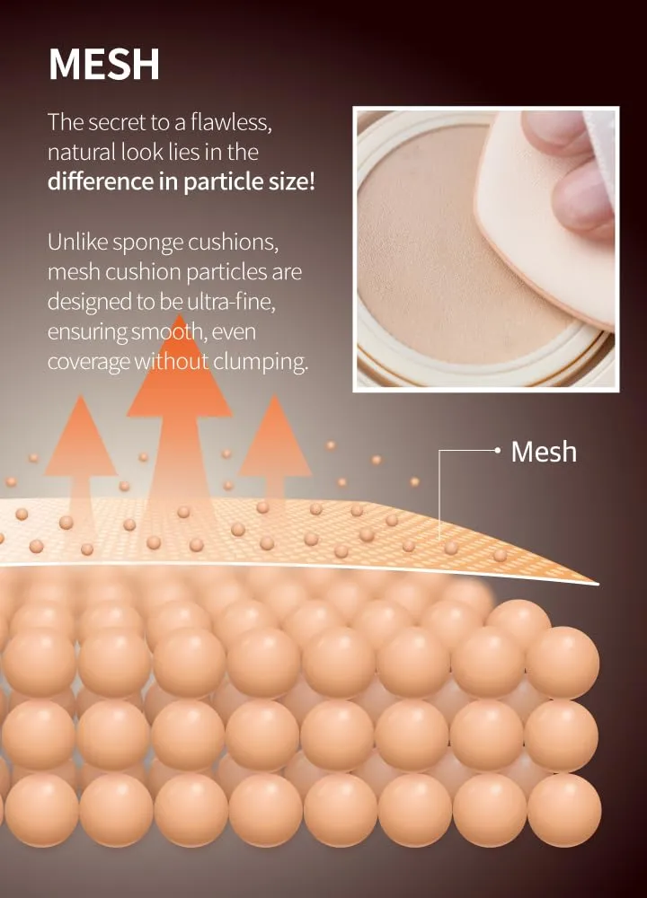 Mesh tight up cushion foundation 01 refill, light beige, Korean compact foundation, natural coverage, glow, sweat proof makeup, long lasting, all skin type