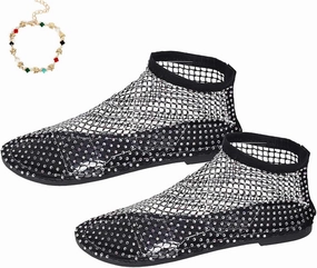 Mesh Ballet Flats for Women, Ultra Comfortable Shiny Gem Mesh Flats, Mesh Shoes Women Flats Slip On