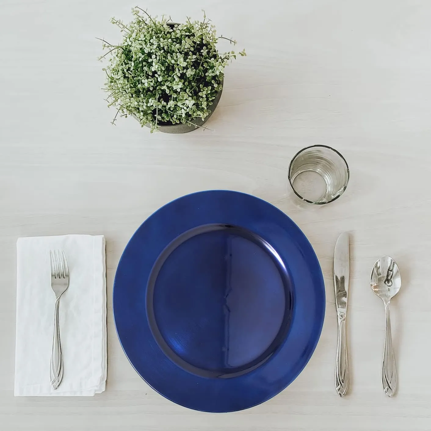 Metallic Foil Charger Plates - Set of 6 - Made of Thick Plastic - Dark Blue