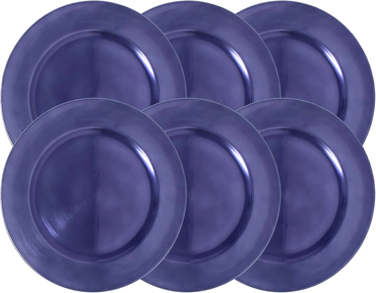 Metallic Foil Charger Plates - Set of 6 - Made of Thick Plastic - Dark Purple