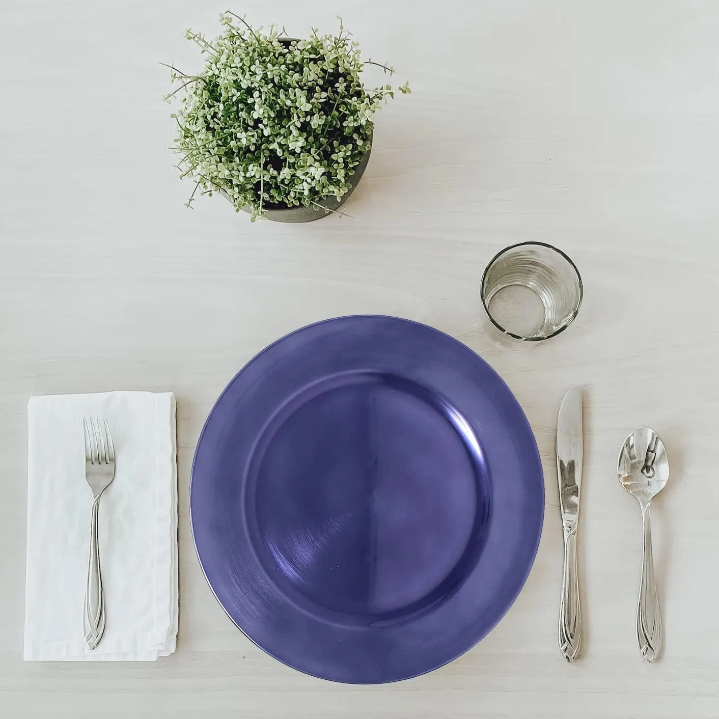 Metallic Foil Charger Plates - Set of 6 - Made of Thick Plastic - Dark Purple