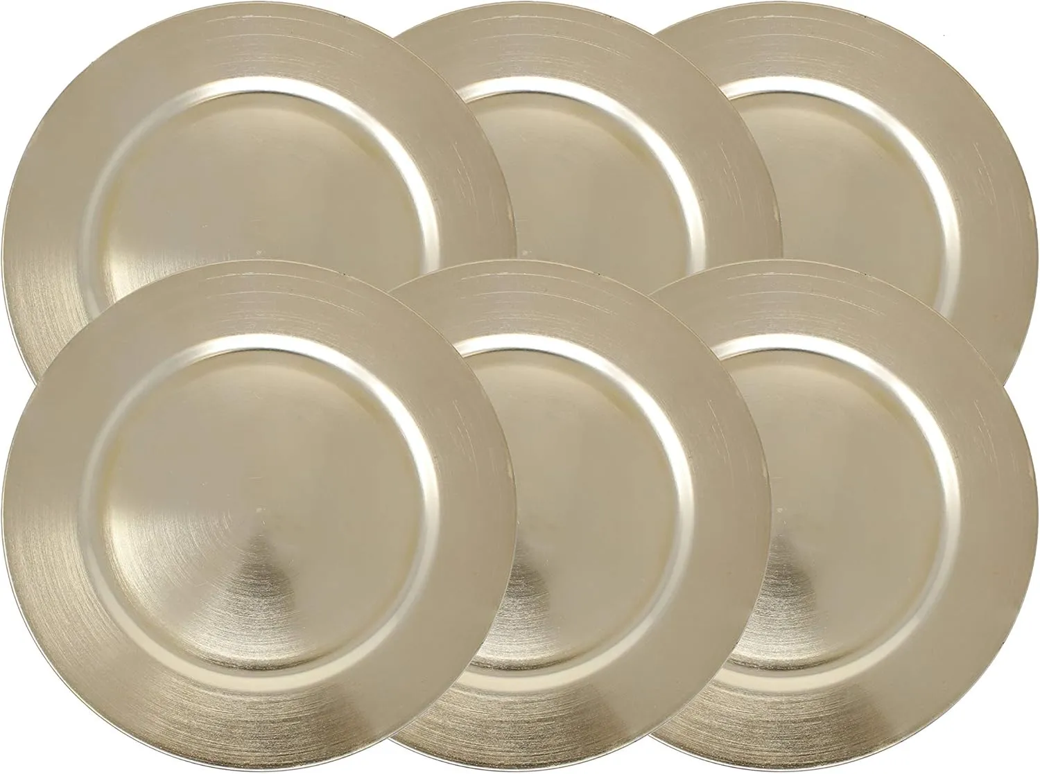 Metallic Foil Charger Plates - Set of 6 - Made of Thick Plastic - Gold