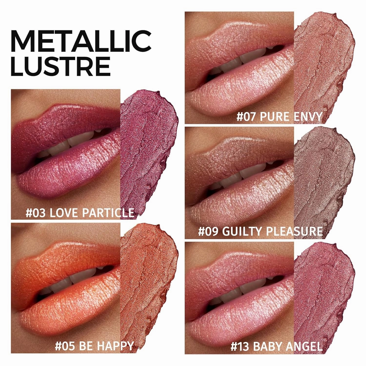 Metallic Glitter Pink Plum Brown Lipstick High Impact Lipcolor,Moisturizing Creamy Formula,Lipstick For Women,Smooth and Non-Sticky,Full-Coverage Lip Color (#C, 20g)