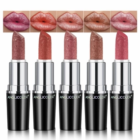 Metallic Glitter Pink Plum Brown Lipstick High Impact Lipcolor,Moisturizing Creamy Formula,Lipstick For Women,Smooth and Non-Sticky,Full-Coverage Lip Color (#C, 20g)