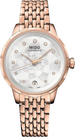 MIDO Rainflower - Swiss Automatic Watch for Women - White Mother of Pearl Dial - Case 34mm - M0432073310600
