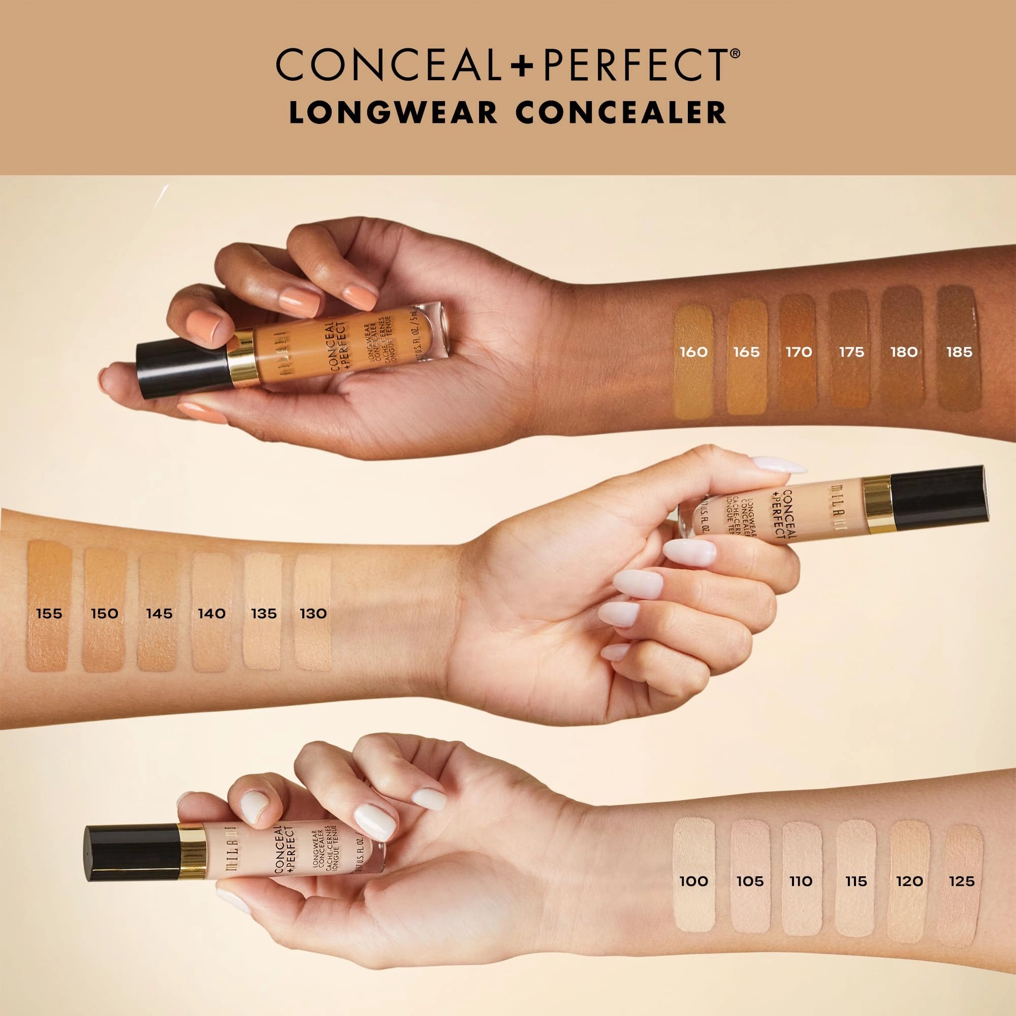 Milani Conceal   Perfect Longwear Concealer - Light Nude (0.17 Fl. Oz.) Vegan, Cruelty-Free Liquid Concealer - Cover Dark Circles, Blemishes & Skin Imperfections for Long-Lasting Wear