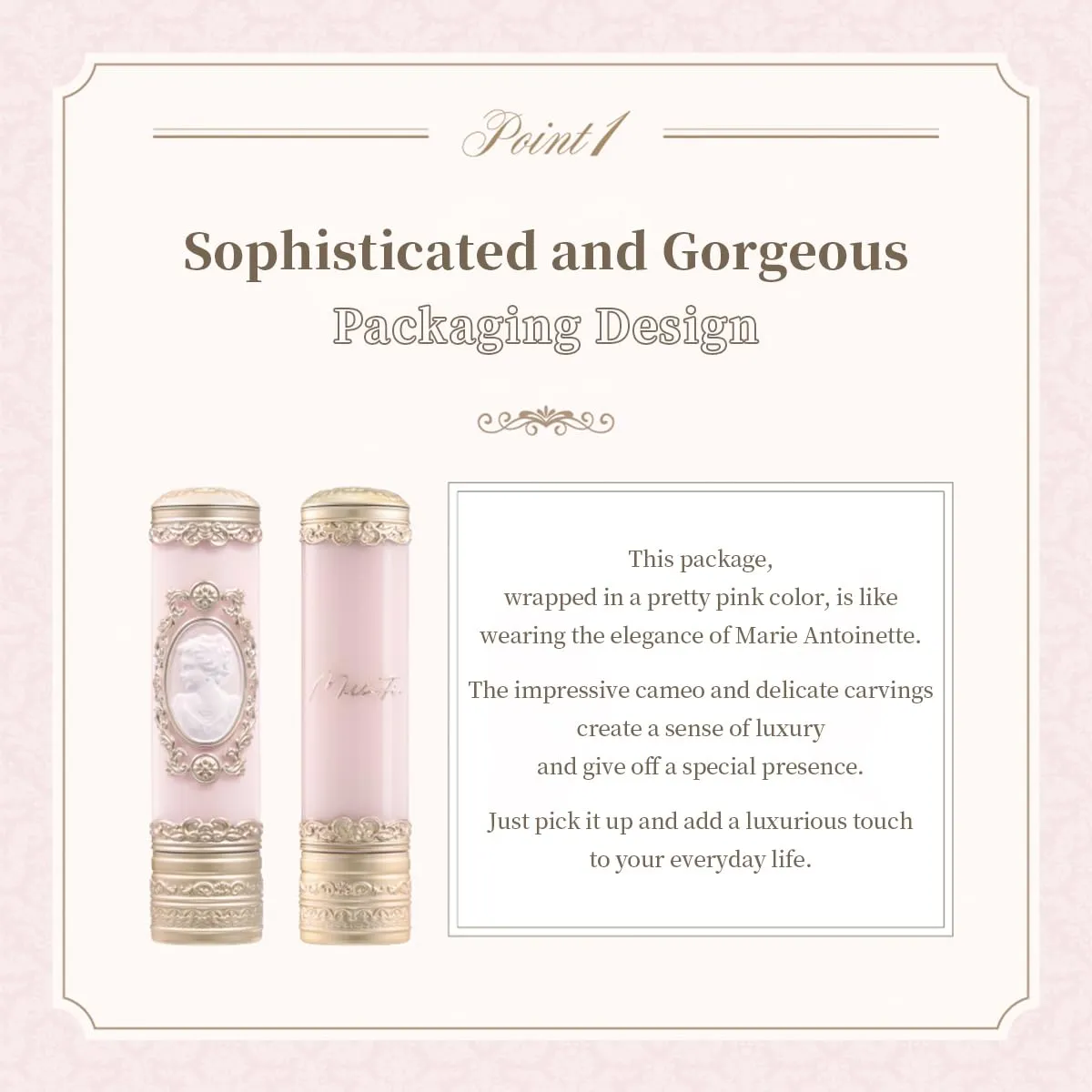 Millefee Antoinette Melting Rouge Lipstick, Highly Moisturizing, Transparent, Yeve, Brevet, Gift, Present, Carving Lip, Melting Texture, Fragrant, MilleFee (04 Peach Ruban)
