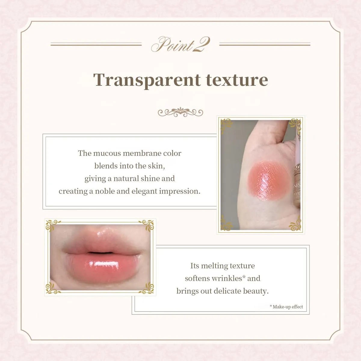 Millefee Antoinette Melting Rouge Lipstick, Highly Moisturizing, Transparent, Yeve, Brevet, Gift, Present, Carving Lip, Melting Texture, Fragrant, MilleFee (04 Peach Ruban)