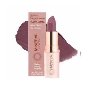 Mineral Fusion Lipstick, Vivid & Smudge-Free Lip Color with Avocado Oil, Cocoa Seed Butter & More, Long-Lasting Vegan Lipstick, FD&C Dye-Free, Cruelty-Free, Paraben-Free, Gluten Free, Plum Wine