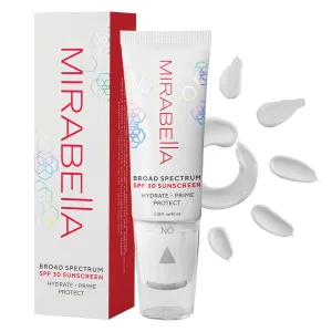 Mirabella Face Primer with SPF– Broad Spectrum SPF 30, Hydrating SPF Moisturizer Face Primer & Anti-Aging Formula with Hyaluronic Acid & Antioxidants - Face Roller Applicator, 1.35 fl. Oz