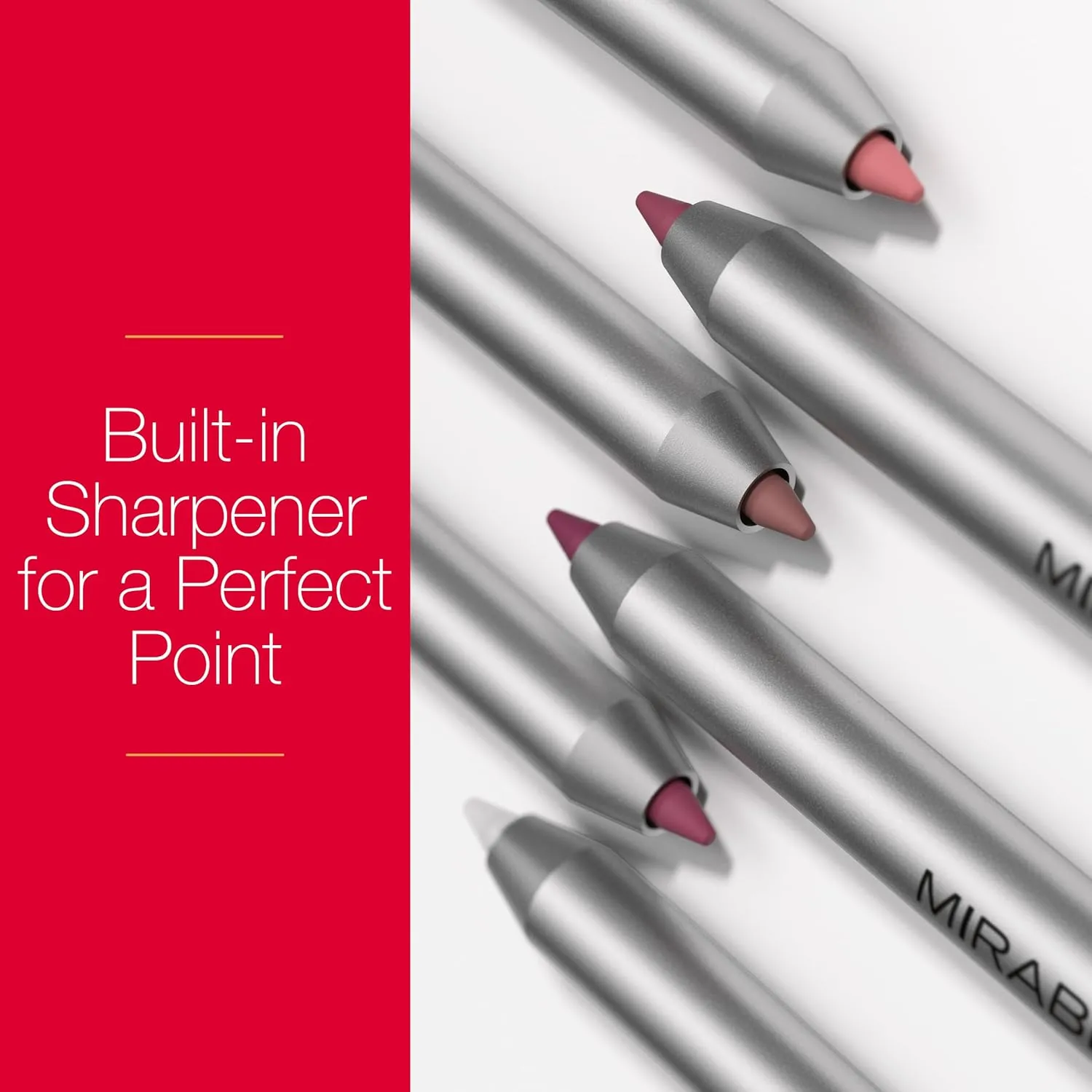 Mirabella Line & Define Lip Definer Lip Pencil, Smoothing & Moisturizing Retractable Lip Liner with Long-Lasting & Ultra-Creamy Formula, Antioxidants Vitamin C & E, & Built-In Sharpener - Spunky