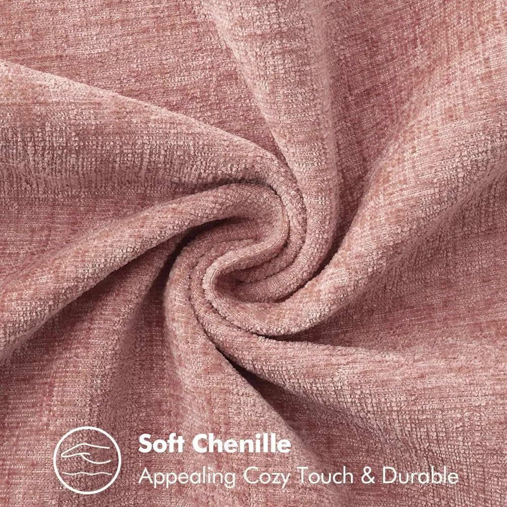 MIULEE Pack of 2 Couch Throw Pillow Covers 18x18 Inch Blush Pink Farmhouse Decorative Pillow Covers with Stitched Edge Soft Chenille Solid Dyed Spring Pillow Covers for Sofa Bed Living Room