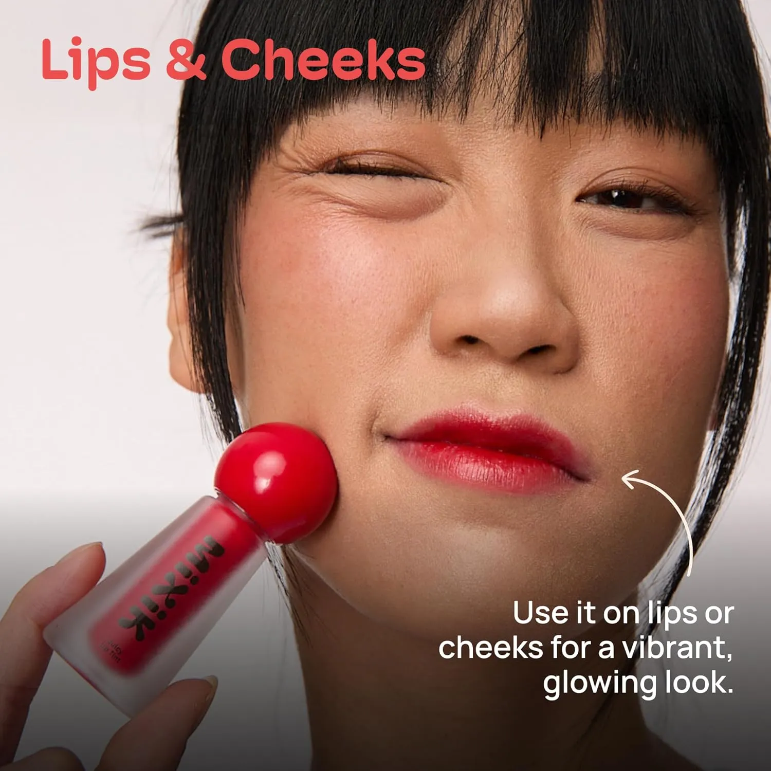 MIXIK Juicy Lip Tint, Hydrating Water-Based Lip Stain and Gloss that feels light and fresh for Dewy and Radiant lips, Formulated with Blue Agave Extract for long lasting Moisturizing (Cherry Pop)