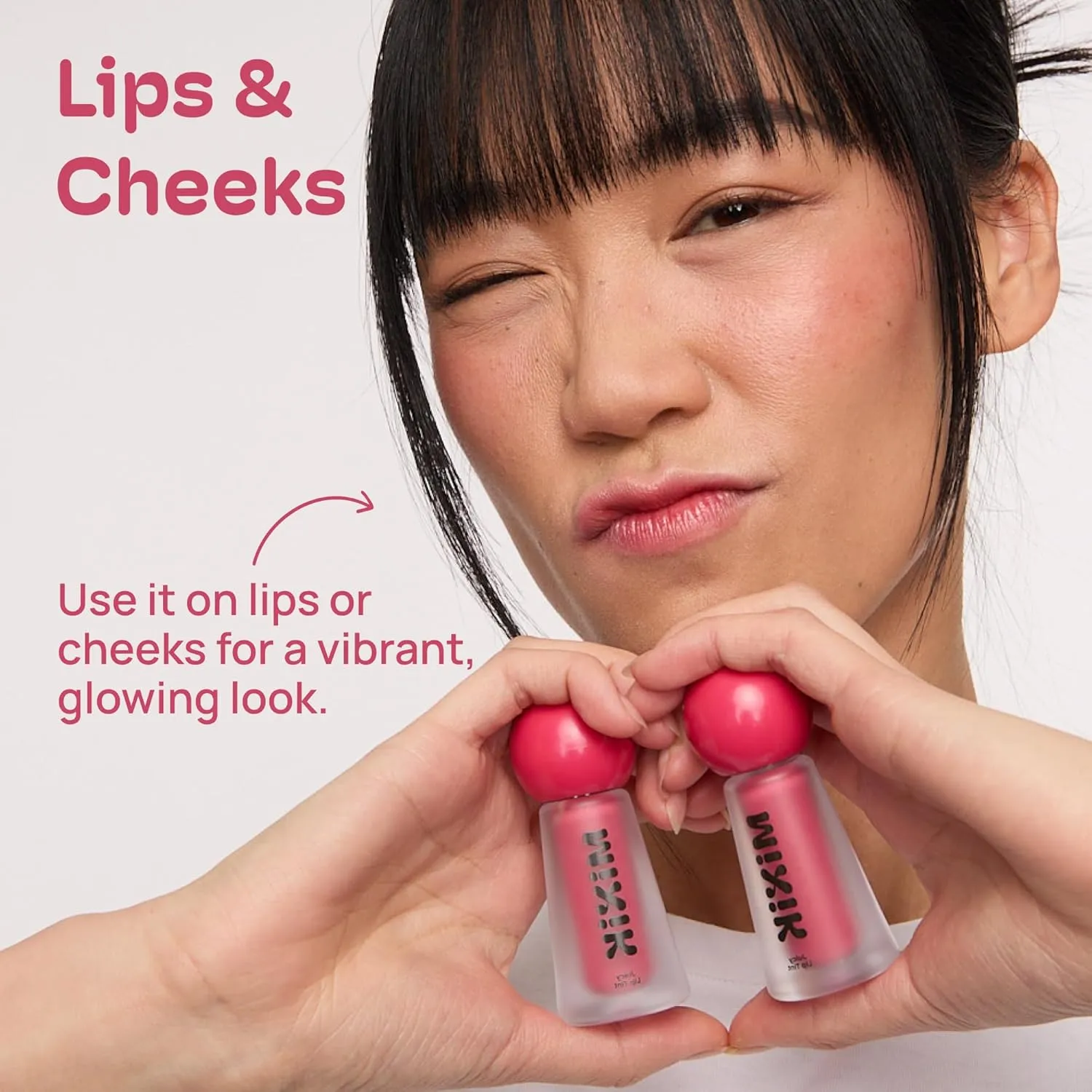 MIXIK Juicy Lip Tint, Hydrating Water-Based Lip Stain and Gloss that feels light and fresh for Dewy and Radiant lips, Formulated with Blue Agave Extract for long lasting Moisturizing (Pink Guava)