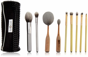 Moda Metallics Cosmetic 10 Piece Deluxe Make Up Gift Kit Brush Set, 0.13 Count