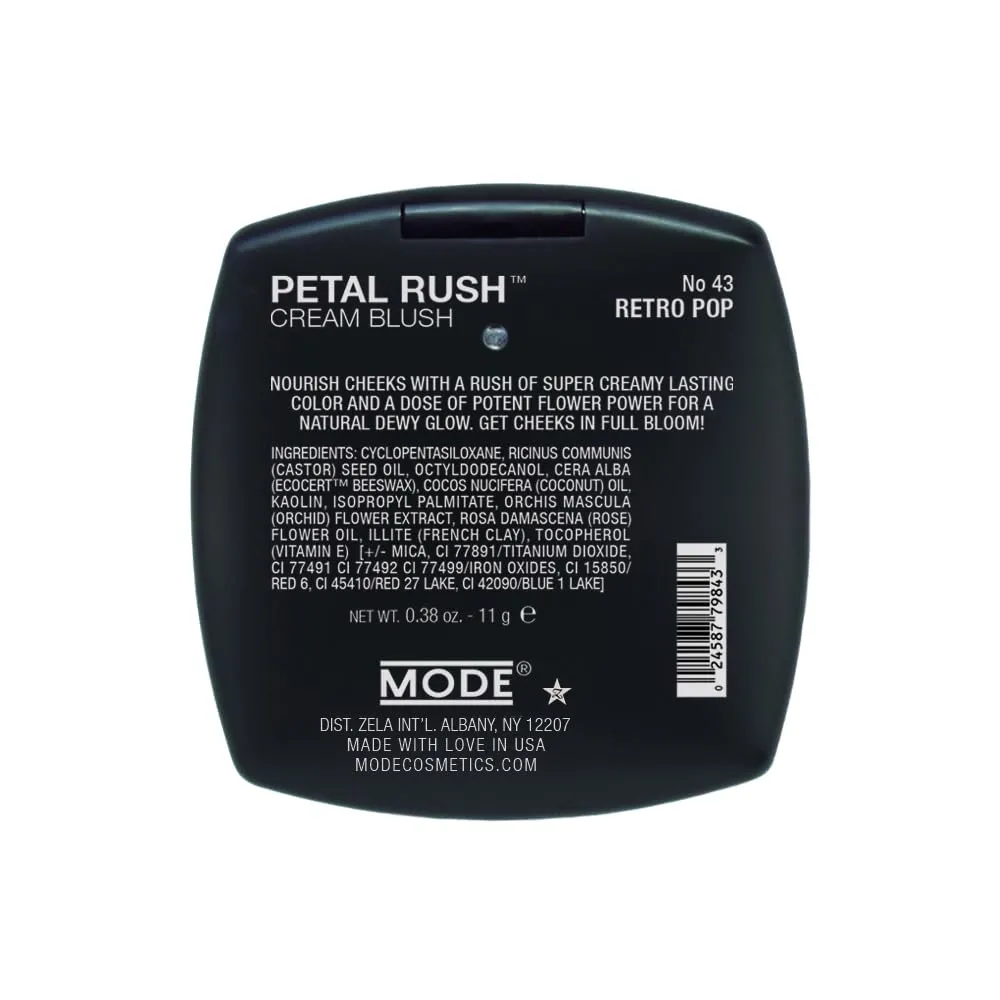 MODE Petal Rush Revitalizing Cream Blush RETRO POP Candy Pink Natural Creamy Blusher, Long Wear Moisturizing Dewy Cheek Color, Bulgarian Rose, Wild Orchid Nourishing Skincare