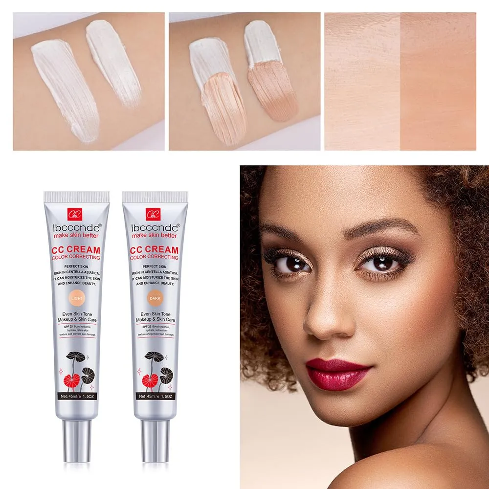 Moisturizing CC Cream with Centella Extract, Lasting Makeup Coverage, Concealer Compatible, (dark, 45ml)