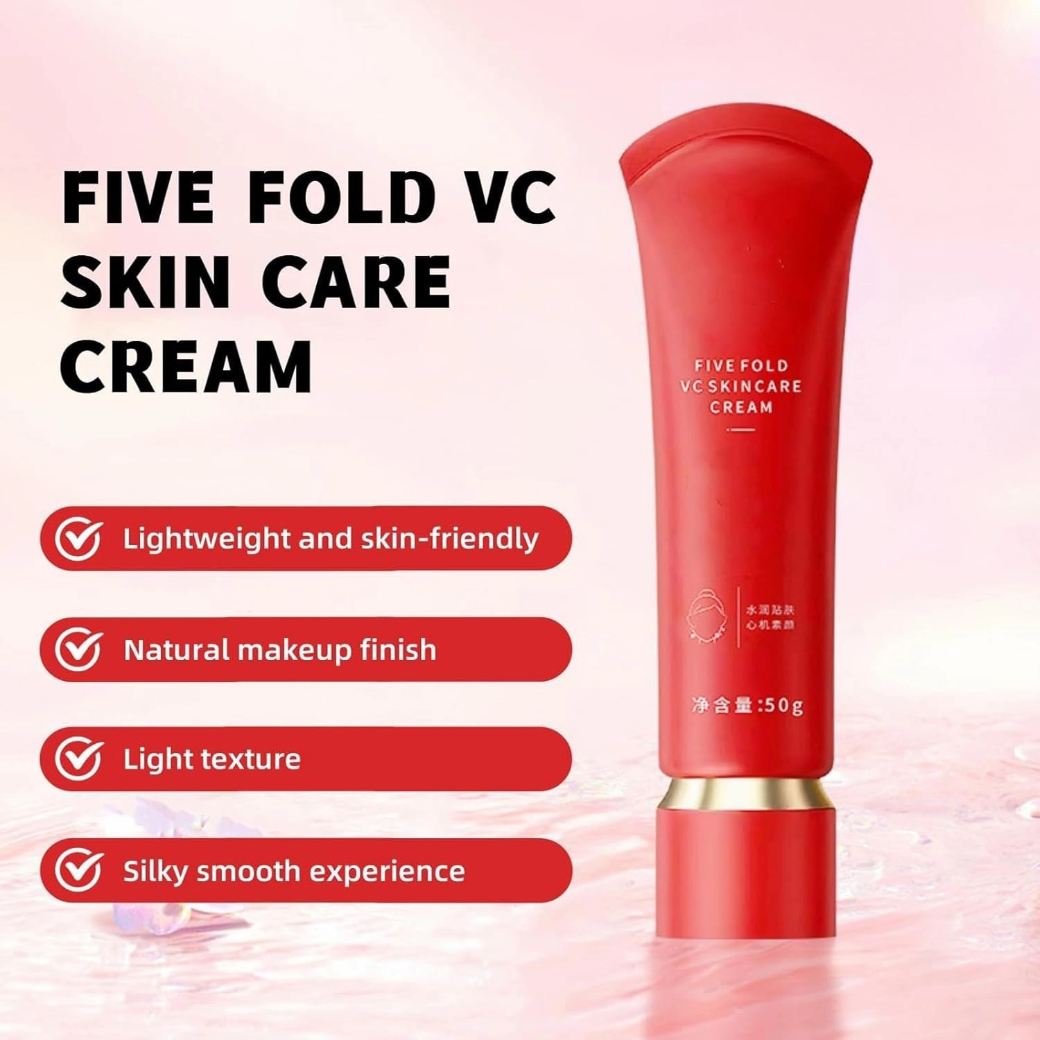 Moisturizing Brightening Concealer, Five VC Skin Cream, Oil Control, Long-lasting Waterproof, Vitamin C Brightening Makeup, Long-lasting Moisturizing, Suitable for All Skin Types