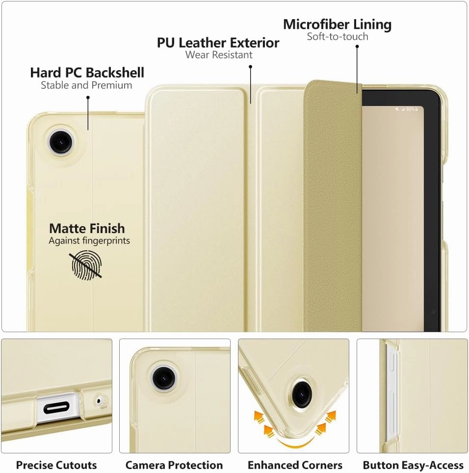 MoKo Case for Galaxy Tab A9 /A9 Plus 11 inch 2023, Slim Stand Protective Smart Cover with Hard PC Translucent Back Shell for Tab A9 Plus Tablet (SM-X210/X216/X218), Auto Wake/Sleep, Champagne Gold