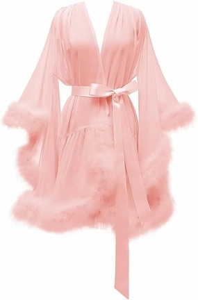 Molisa Sexy Feather Bridal Robes Chiffon Bridal Dressing Gown Short Wedding Scarf Illusion Lingerie Nightgown Sleepwear