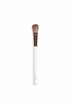 Monika Blunder Beauty - Hybrid Cream Brush - Clean Beauty Synthetic Duo-Fiber Brush in White and Rose Gold - Hybrid Face Brush - Non-Toxic, Vegan, Cruelty-Free - Clean Makeup