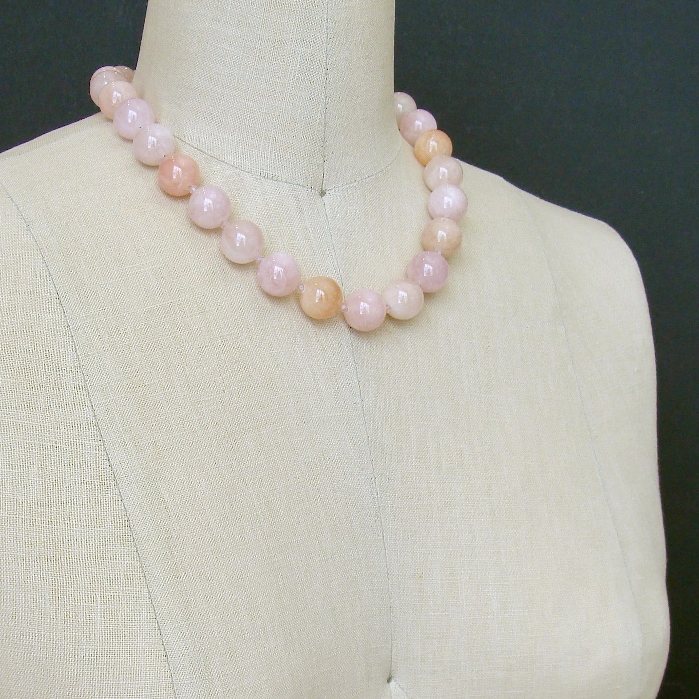 Morganite Beryl Pink Zircon Mother of Pearl Opal Choker Necklace - Dahlia III Necklace